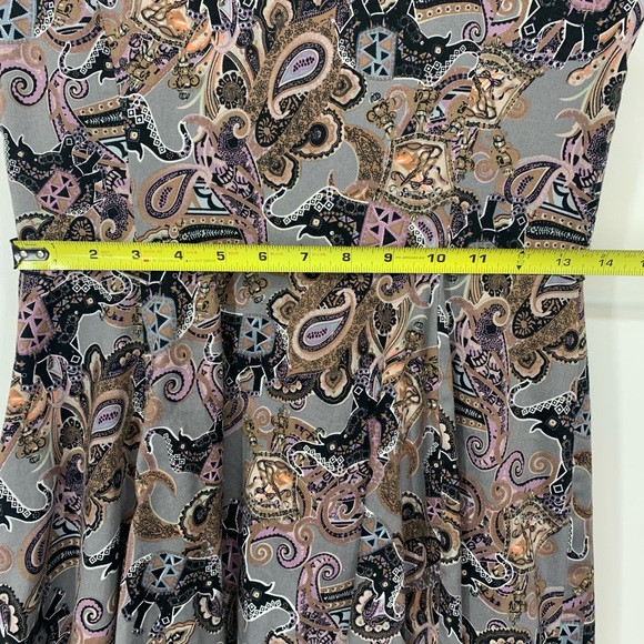 Vintage Heart & Roses Elephant Paisley Abstract Print Sleeveless Swing Dress - Picture 16 of 16